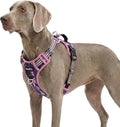 Funfox Dog Harness No Pull, Adjustable Pet Vest Harness, Super Soft Material with Vertical Handle Easy Control, Reflective Night Walking, 2 Leash Clips for XLarge Dogs, Mosaic Pink, XL