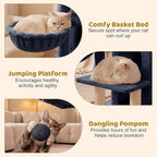DORTALA Cat Tree for Indoor Cats, 33.5" Cat Tower with 2-Storey Condo, Top Perch, Sisal Scratching Posts, Dangling Ball, Platform, Multi-Level Pet Climbing Furniture Activity Center (Dark Grey)