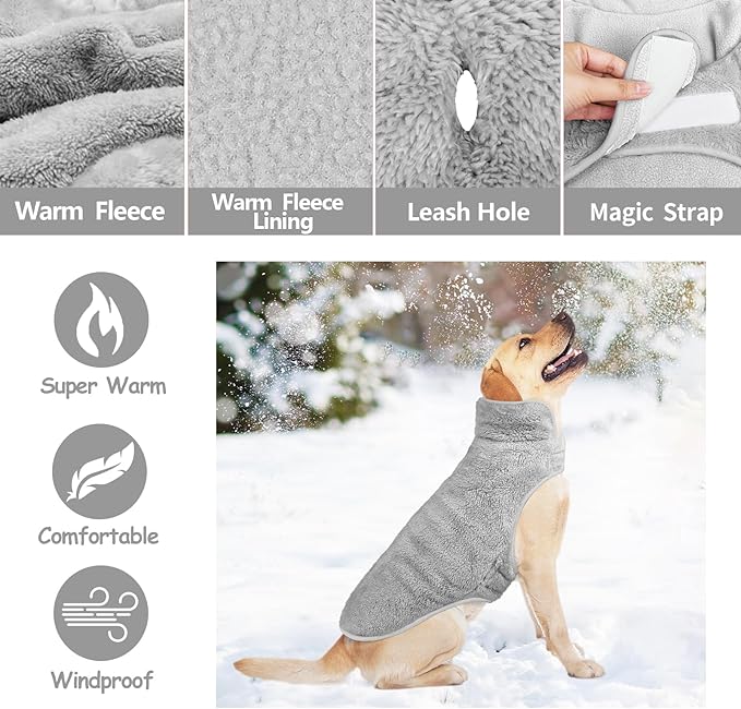 Malier Dog Winter Coat, Reversible Fleece Dog Cold Weather Coats, Windproof Warm Snow Puppy Jacket Vest Pet Clothes for Small Medium Large Dogs (Gray, X-Small)