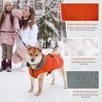 QBLEEV Warm Dog Coat Reflective Dog Jacket, Waterproof Dog Winter Coat Turtleneck Dog Clothes for Cold Weather, Thick Fleece Dog Snowsuit Christmas Dog Vest Pet Apparel for Small Medium Large Dogs L