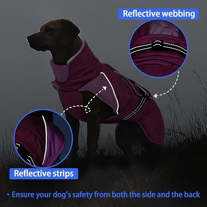MIGOHI Waterproof Dog Winter Coat - Thick Dog Fleece Jacket with Reflective Strips, Warm Winter Snowsuit Sweater for Small Dogs,Machine Washable,French Bulldog,M,Rosepink