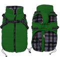 Geyecete Winter Warm Coat Waterproof Dog Jacket with Harness Traction Belt,Pet Outdoor Jacket for Small Dogs - Green