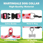 Martingale Collar for Dogs with Buckle Nylon Limited Slip No Pull Training Dog Collars (Pink Strawberry, XLarge)
