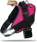 Dog Harness with Patch Panels, No Choke, Reflective, Adjustable, Soft Padded Dog Vest Harness with Easy Control Handle for Medium Sized Dog, Rose Red, M