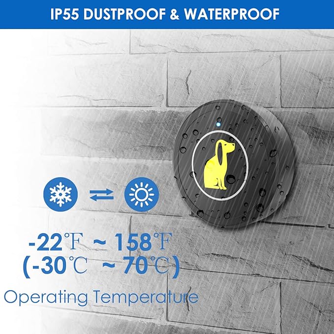 Dog Door Bell, Dog Bell for Training Doggie Door Bell for Dog Puppy Training Sliding Door/Go Outside Doorbell and Waterproof Touch Button