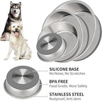 Taglory 11 Cup Stainless Steel Dog Bowls Set of 2 for Food and Water, Silicone Base Anti-Slip, Rust Resistant, Extra Thick Metal Bowls for Large Dogs, 84oz, Gray