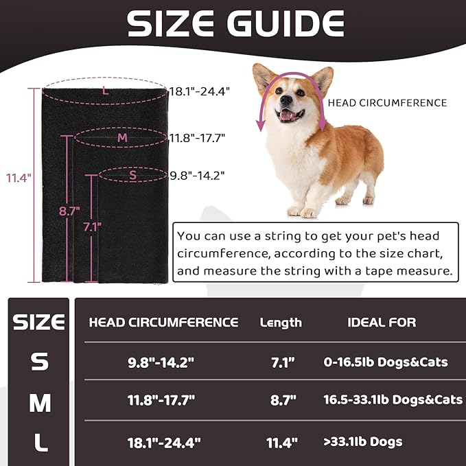 Nanaki Dog Head Cover Quiet Headband, No Shake Ear Wrap Anxiety Relief & Calming Hoodie Dogs, Hood for Doggy, Pet Ear Protector Cover Muffs for Pet Noise Protection Grooming Bathing Fireworks