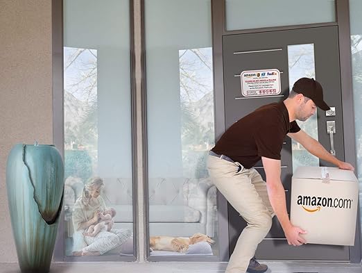 Leave Packages Sign - Do Not Knock or Ring Doorbell, Dog will Bark & Baby will Cry, 6" x 9" No Rust PVC, Will Not Scratch, Easy to Mount with Included Adhesive, Made in USA by SPRYZZLE
