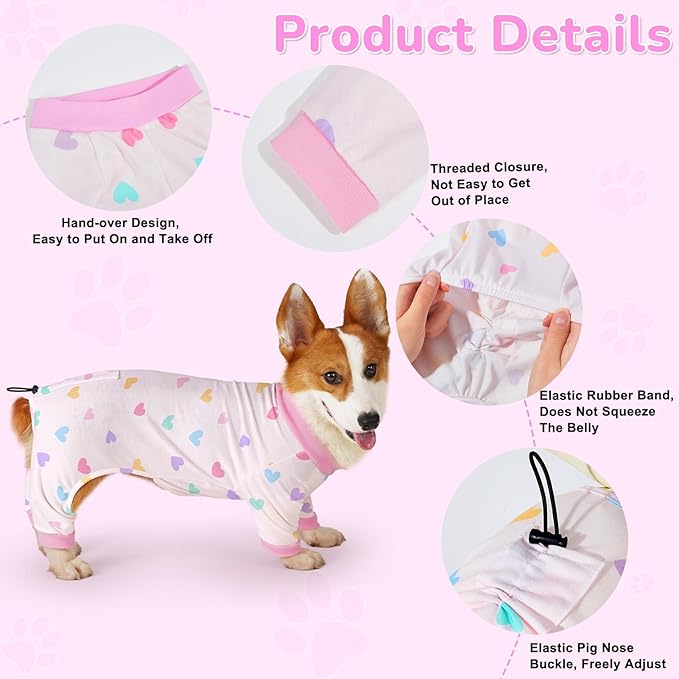 Glittme 2PACK Dog Pajamas Soft Dogs Clothes for Small Medium Dogs Elastic Cats Apparel Breathable Dog Pjs for Puppy
