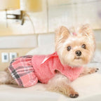 Dog Sweater Dog Winter Clothes for Small Dogs Boy Girl Fall Puppy Dress Warm Fleece Chihuahua Yorkie Teacup Doggy Sweaters Dresses Doggie Sweater for Small Dogs Girl Cat Sweaters, Plaid Pink, S