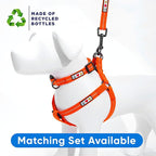 Pawtitas Recycled Reflective Step-in Dog Harness – Adjustable No-Pull Vest for Puppies to Seniors, Safe & Comfortable M Orange