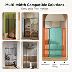 COMOMY 71" Extra Tall Pet Gate for Cats, 29.5-43" Extra Wide Cat Gate with Adjustable Cat Door, Pressure Mounted Easy Walk Through Pet Gate with Door for Stairs, Doorways, Kitchen(Black)