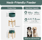 Ceramic Raised Dog Bowl Set, Elevated Dog Bowl with Stand, Food and Water Bowl for Large Breed Dogs, Weighted Pet Dishes(8.2'',60oz, Green)