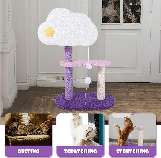 Amosfun Cat Climbing Frame with Scratching Posts Large Multi-Level Cat Tree Tower Kitten Jumping Platform Indoor Household Pet