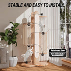 Modern Cat Tree Tower for Indoor Cats, 67" Tall Solid Wooden Cat Tower with Scratching Posts, 6 Level Natural Luxury Cat House, Washable Cushions Cat Furniture for Large Multi-Cat Households White