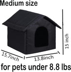 Cat Houses for Outdoor Cats, Weatherproof Outdoor House for Feral Cats, Warm Stable Stray Cats Shelter in Winter Black Medium