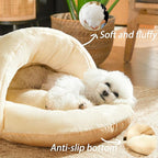 Bed for Dog and Cat, Pet Bed, Ultra Soft Cute Plush Slipper Cat Cave Bed, Anti Slip Warm Pet House Nest, Self-Warming, Ideal for Indoor Use - Fits up to 25lbs (30"X22", L, Green)