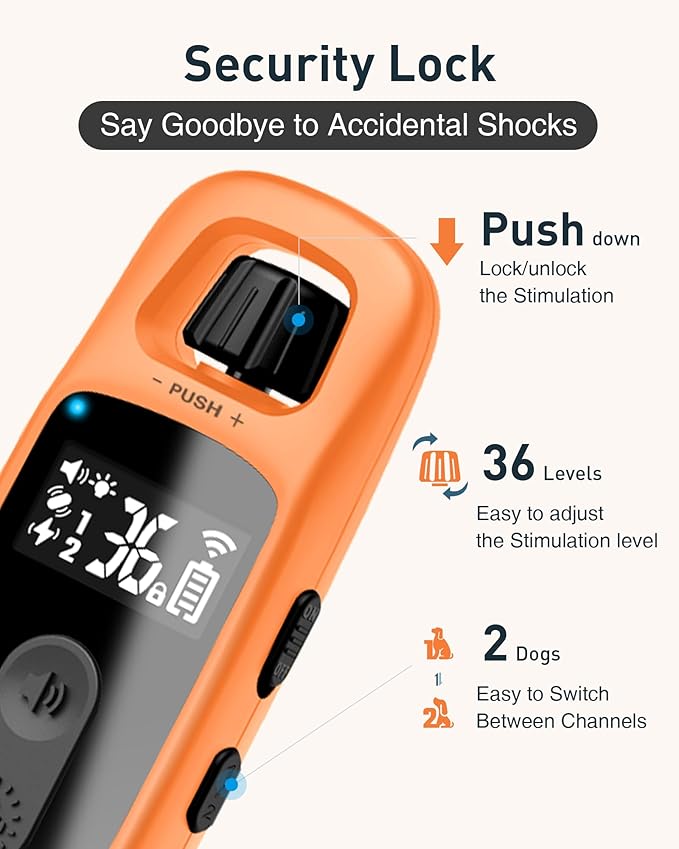 ABBIDOT Shock Collar for Dogs, 3300 FT Dog Training Collar with Remote, IPX7 Waterproof with 4 Training Modes, Rechargeable E-Collar for Small Medium Large Dogs (15-120 lbs)