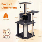 PETSITE 44-inch Multi-Level Cat Tree, Modern Cat Tower with Sisal Scratching Posts, Cozy Condo, Playful Cat Hole, Sisal Covered Ladder, and Dangling Ball, Ideal for Indoor Cats and Kittens (Dark Grey)