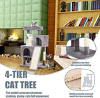 Cat Tree for Indoor Cats, 36in Cat Tower Multi-Level Cat Condo with Sisal Scratching, Scratching Board, Dangling Ball, Extra Large Perch for Cats and Kittens (Ashy)