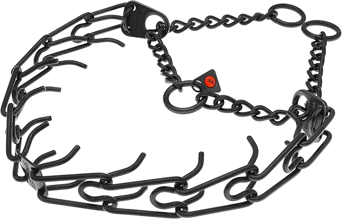Herm Sprenger Black Stainless Steel Dog Prong Collar with Easy On Assembly Chain Professional Training Pinch Collar for Small Medium Large Dogs Made in Germany (24in x 3.2mm (Neck Size up to 19in))