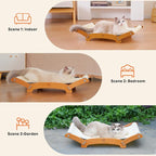 Extra-Larger Sisal Cat Scratcher Bed, Durable Cat Scratching Post with Hammock for Indoor Cats Lounger & Sleep & Scratch, Natural Sisal Cat Scratch Pad, Sturdy Solid Wood Frame (Upgraded Extra-Larger)