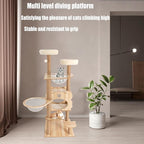54In Cat Tree Tower Condo Multifunctional Modern Indoor MDF Cat Tower Universal in All Seasons Luxury Multi-Level Cat Condo with Hemp Rope Scratching Posts Clear Space Capsule,33lbs Load