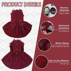 Kuoser Dog Dress, Cute Dog Dresses for Medium Dogs Girl Elegant Puppy Tutu with Bow-Knot, Doggie Princess Costume Pet Outfit for Birthday Party Christmas Halloween Wedding, Red M