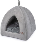 Best Pet Supplies Cat Bed for Indoor Cat, Domed Tent House with Removable Pillow, Covered Cat Cave for Small Dog, Puppies and All Breeds of Cats - Gray, 16 x 16 x H:16"