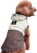 Detachable Hooded Dog Coat with Harness for Small Dogs,Super Warm Fleece Puppy Jacket for Cold Winter Doggie Coats,Brown S