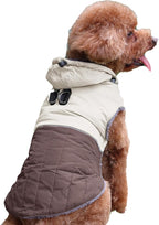 Detachable Hooded Dog Coat with Harness for Small Dogs,Super Warm Fleece Puppy Jacket for Cold Winter Doggie Coats,Brown S