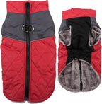 Warm Fleece Dog Coats for Small Dogs,D-Rings Waterproof Puppy Jacket for Cold Winter,Red XS
