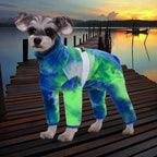 Dog Coat, Tie Dye - Blue Polar Fleece Jumpsuit for Small Medium Dogs, Winter Jacket, Reflective Onesies, Full Body Vest, Four-Legged Warm Clothes