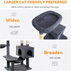 58" cat Tree Tall, Large Multi-Level Cat Condo with Sisal Leaf Scratching Posts, Sturdy Construction Easy Assembly, Indoor Pet Furniture,Gray