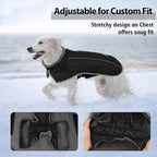 Fragralley Dog Coat Large, Waterproof Dog Jacket with Warm Fleece Lining, Adjustable Reflective Dogs Winter Coat, Turtleneck Pet Coats for Cold Weather (Black XXL)