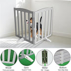 Freestanding Dog Gate Indoor,Doggie Gate Foldable Pet Gates for Doorways,Stairs or Hallways, Wooden Grey Pet Gate for the House, Pet Fence with Support Feet Included,32 "Height-2 Panels