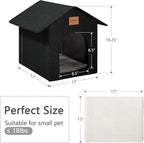 Love's cabin Outdoor Cat House Weatherproof, Insulated Feral Cat House Outdoor for Winter, Waterproof Outside House for/Indoor Cats, Shelter with Removable Soft Cushion,Black