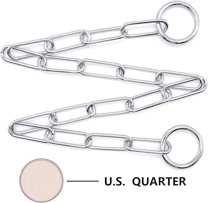 Herm Sprenger - Chrome Plated Steel Fur Saver Dog Collar - Long Link - Professional Training Collar for Small Petite Dogs - Puppy Collar - Correction Slip Chain - Made in Germany (16 inches (40 cm))