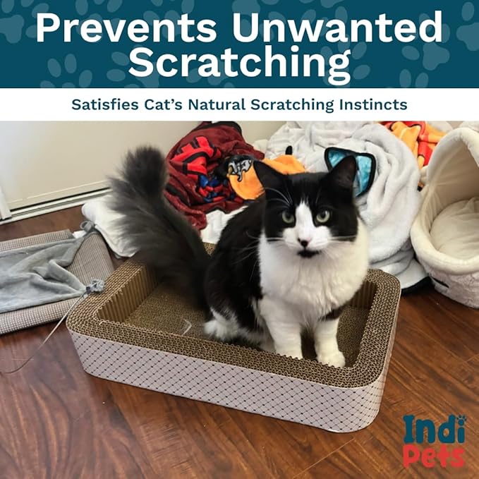 Indipets Cat Scratching Bed with Inner Scratcher, Two in One Bed and Scratcher, (Open Bed)