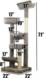 Prestige Cat Trees 130098-Neutral Staggered Cat Tower Cat Tree, Large