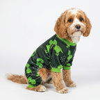 Fitwarm Dinosaur Dog Fleece Pajamas, Warm Clothes for Small Dogs Boy, Cozy Pet Onesie with Feet, Dark Green, Bright Green, Small