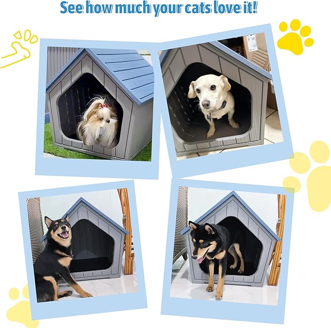 Fancyango Outdoor & Indoor Dog House for Weatherproof and Stylish Furniture, Dog House Outdoor, Multi - Use for Small and Medium Dogs (Blue, 23.43" L×22.44" W×22.24" H)