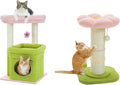 PEQULTI Cat Tree Flower Cat Tower for Indoor Cats and PEQULTI Flower Cat Scratching Post, Small Cat Tree, Tall Cat Scratcher for Indoor Cats