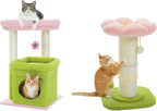PEQULTI Cat Tree Flower Cat Tower for Indoor Cats and PEQULTI Flower Cat Scratching Post, Small Cat Tree, Tall Cat Scratcher for Indoor Cats