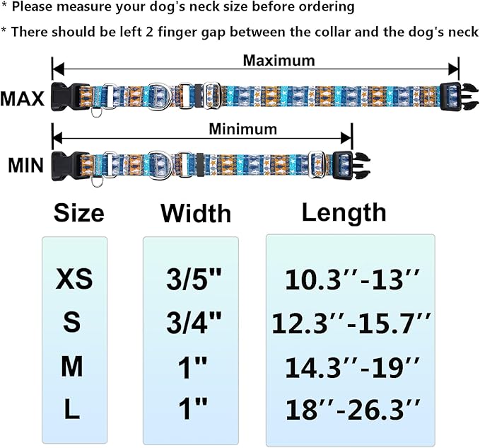 Reflective Martingale Collar with Buckle Shark Starfish Ethnic Stripe Adjustable Designer Dog Collars (Underwater World, Large)