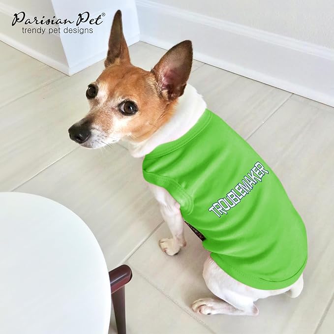 Parisian Pet Dog Shirt – 100% Cotton Shirts for Small Dogs – Green Sleeveless Puppy Clothes – Lightweight and Breathable Pet Apparel – Soft Funny Dog Clothes - Stretchy T Shirts for Dogs