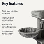 Amazon Basics Indoor Cat & Kittens Multi-Level Climbing Activity Tower with Scratching Posts, 2 Condos, FSC Certified, M - 31.1" (78.9cm) H, Grey