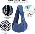 Dog Carrier Sling - Reversible Puppy Carrier Purse with Storage Pocket, Hand-Free Dog Sling Carrier for Carry Small Dogs and Cats, Travel Safety Harness, Dog and Cat Harness (Blue)