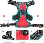 PHOEPET 2019 Upgraded No Pull Dog Harness,3M Reflective Adjustable Vest, with a Training Handle + 2 Metal Leash Hooks+ 3 Snap Buckles +4 Slide Buckles(M, Red)