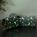 LUCKITTY Cat Tube Tunnel with Plush Ball Toys Collapsible Self-Luminous, for Cat Small Pets Bunny Rabbits, Kittens, Ferrets,Puppy and Dogs Grey Moon Star 3 Way